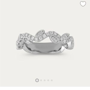 Wedding Diamond Band Leaf design White Gold Ring
